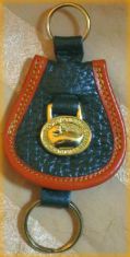 Vintage Dooney and Bourke  All-Weather Leather    Horseshoe Black & Tan Double Key Fob