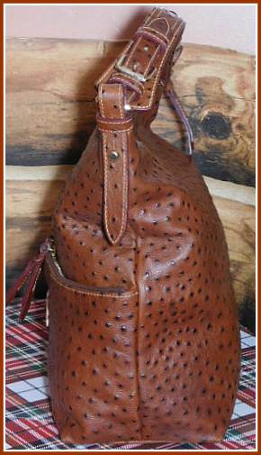 Chocolate Cappuccino Dooney Ostrich Large Shopper Handbag