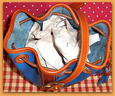 French Blue Dooney Bourke Vintage Drawstring Bag