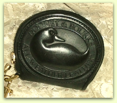 Licorice Black Big Duck Zip-a-Long Dooney Coin Purse