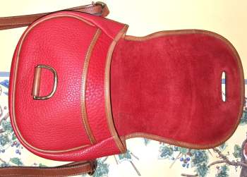 Authentic Vintage  Dooney and Bourke All-Weather Leather  Red Small Horseshoe Bag