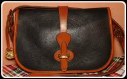 Smart Licorice Black Equestrian Style Over & Under Vintage Dooney Bag
