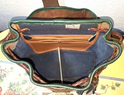 Vintage Dooney & Bourke  All-Weather Leather  #H302 Teton Drawstring Saddle Bag Purse  From the Much Loved and Rare  Teton Collection