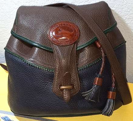 Vintage Dooney & Bourke  All-Weather Leather  #H302 Teton Drawstring Saddle Bag Purse  From the Much Loved and Rare  Teton Collection