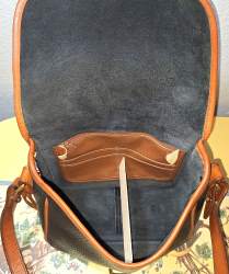 Vintage Dooney and Bourke  All-Weather Leather® Collection    Regal Black and British Tan  Equestrian Binocular Bag