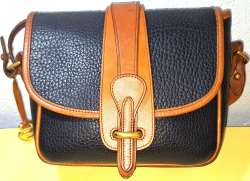 Vintage Dooney and Bourke  All-Weather Leather® Collection    Regal Black and British Tan  Equestrian Binocular Bag