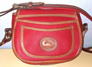 Authentic Vintage  Dooney and Bourke All-Weather Leather  Red Small Horseshoe Bag