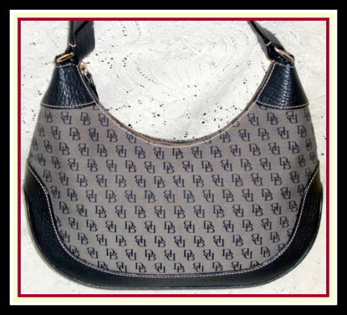 Signature Canvas & All Weather Leather Dooney and Bourke Hobo Shoulder Bag in Pristine Condition!