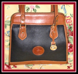 Snappy Black Licorice Vintage Dooney Zipper Top Satchel Shoulder Bag
