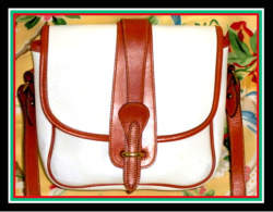 Lovely White & Tan Equestrian Binocular Dooney  Bag