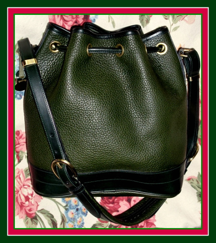 SOLD!!! Like New Ivy Green Drawstring Bag Vintage Dooney Bourke AWL