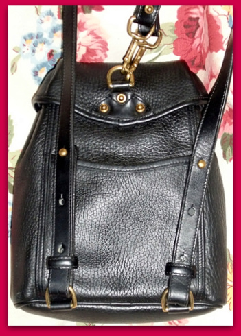 SOLD! Luscious Licorice All Black Back Pack Vintage Dooney Bourke AWL Bag