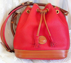 SOLD!!! Gorgeous Cherry Red Drawstring Bucket Bag Dooney & Bourke AWL