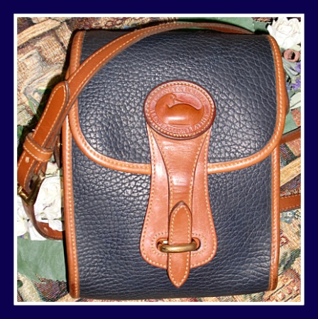 Vintage Dooney & Bourke Handbag Purse Navy Blue Satchel AWL Pebbled  Leather USA