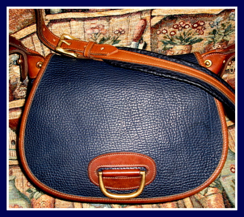 SOLD! Nice Large Navy Blue Horseshoe Bag Vintage Dooney Bourke AWL