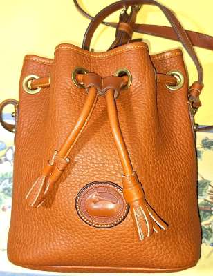 Vintage Dooney and Bourke  All-Weather Leather AWL  Mini Drawstring  Shoulder Tote Bag