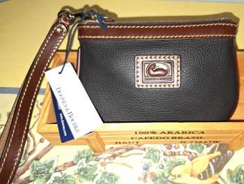 NEW Espresso Dooney Wristlet W/Keychain