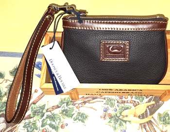 Dooney & Bourke   Pebble Grain Genuine Leather  Espresso Medium Wristlet