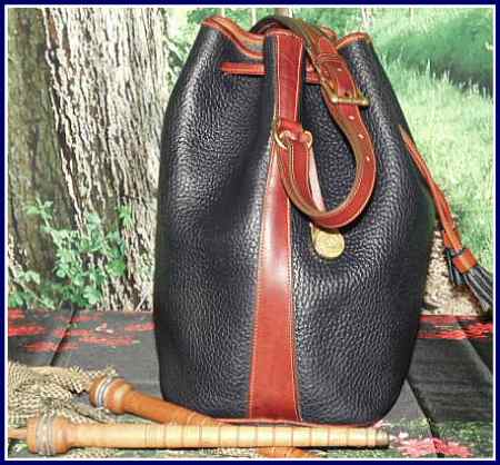 Vintage Dooney & Bourke Bag Purse Handbag Navy British Tan 