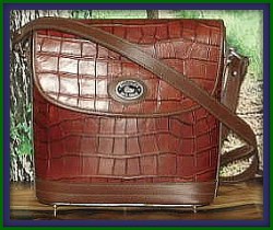 Cinnamon Toast Brown Dooney Alligator Exotic Leather Large Flap Bag