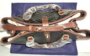 Dooney and Bourke  Claremont Woven Perry  Leather Satchel-Shoulder Bag  New with Tags