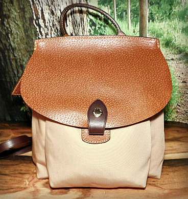 NEW! Sandy Taupe & Tan Canvas & Leather Backpack