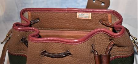Vintage Dooney & Bourke  All-Weather Leather  #H302 Teton Drawstring Saddle Bag Purse  Excellent Condition!  Teton Collection