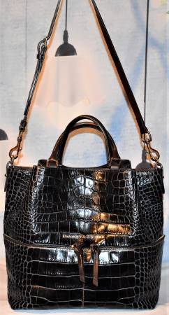 Dooney & Bourke Leather Embossed Camden  Croco Satchel Shopper Shoulder Bag