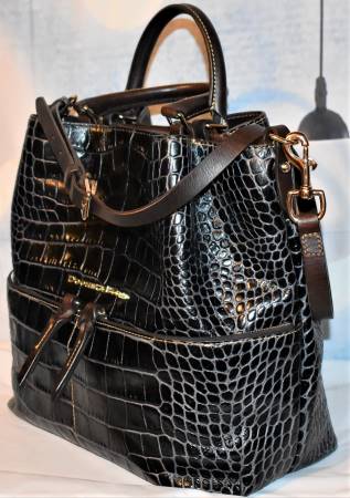 Dooney & Bourke Leather Embossed Camden  Croco Satchel Shopper Shoulder Bag