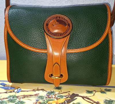 Vintage Dooney  Dooney & Bourke Authentic  All-Weather Leather Saddle Tan  Essex Shoulder Bag  Dooney & Bourke AWL Essex