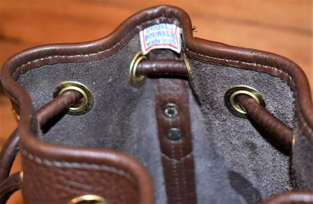 Vintage Dooney & Bourke  All-Weather Leather  Mini Drawstring Shoulder-CrossBody Bag  Chocolate Brown