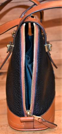 Vintage Dooney Bourke All-Weather Leather Satchel  Black and British Tan