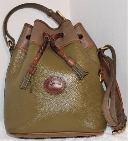 Olive Brown Dooney Teton Drawstring Bucket Bag