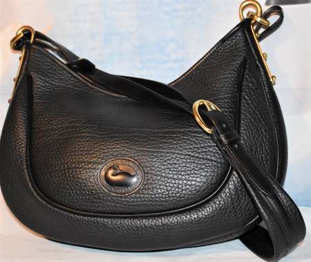 Dooney and Bourke All-Weather Leather  Large Crescent Sac   Black Shoulder Bag