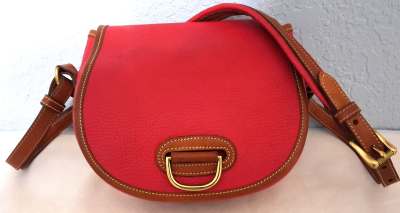 Authentic Vintage  Dooney and Bourke All-Weather Leather  Red Small Horseshoe Bag
