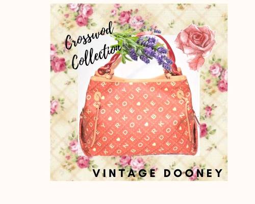 Vintage Dooney Collection  Melon-Colored Crossword  Coated Canvas Shopper Bag-Purse