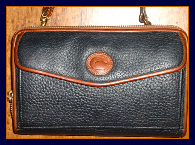 Navy Blue Zip-Along Dooney and Bourke AWL Large Wallet