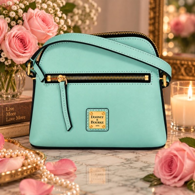 Vintage Aqua Turquoise Leather Dooney & Bourke Shoulder Bag